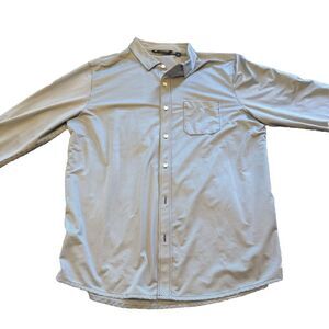 Travis Mathew Long Sleeve 2XL Button Down Casual Gray/Blue Check Designer Mens
